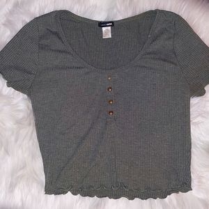 Olive ribbed crop top